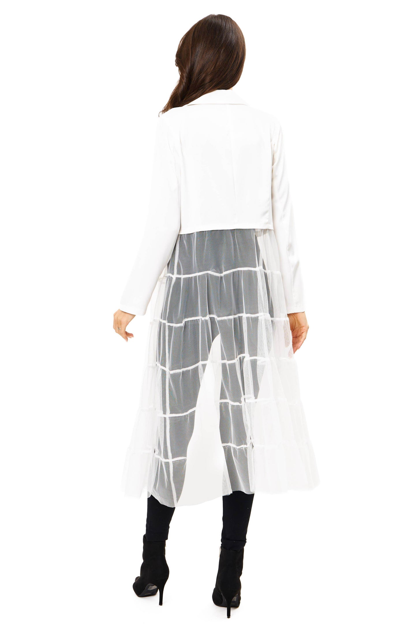 White Vegan Silk with Mesh Duster - 7 Semicolon Couture