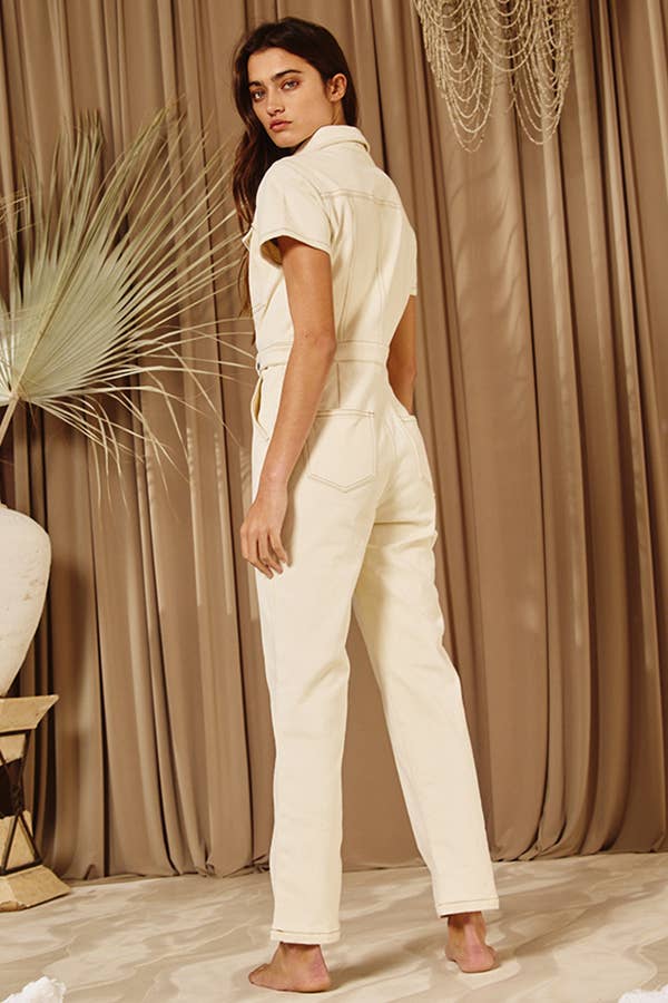 Utility Stretched Denim Jumpsuit