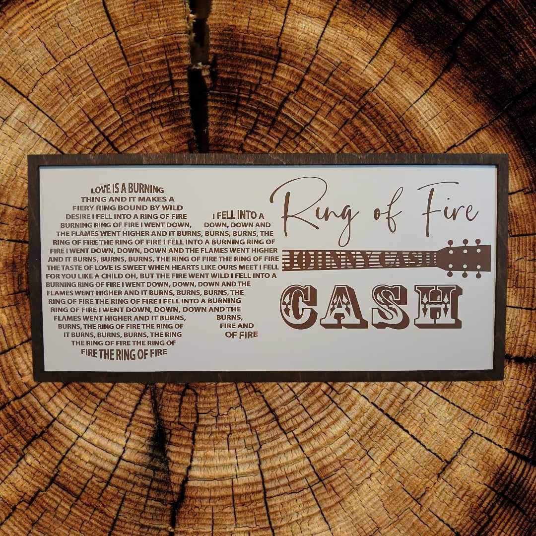 Johnny Cash- Ring of Fire, Guitar, Framed Lyrics - 7 Semicolon Couture