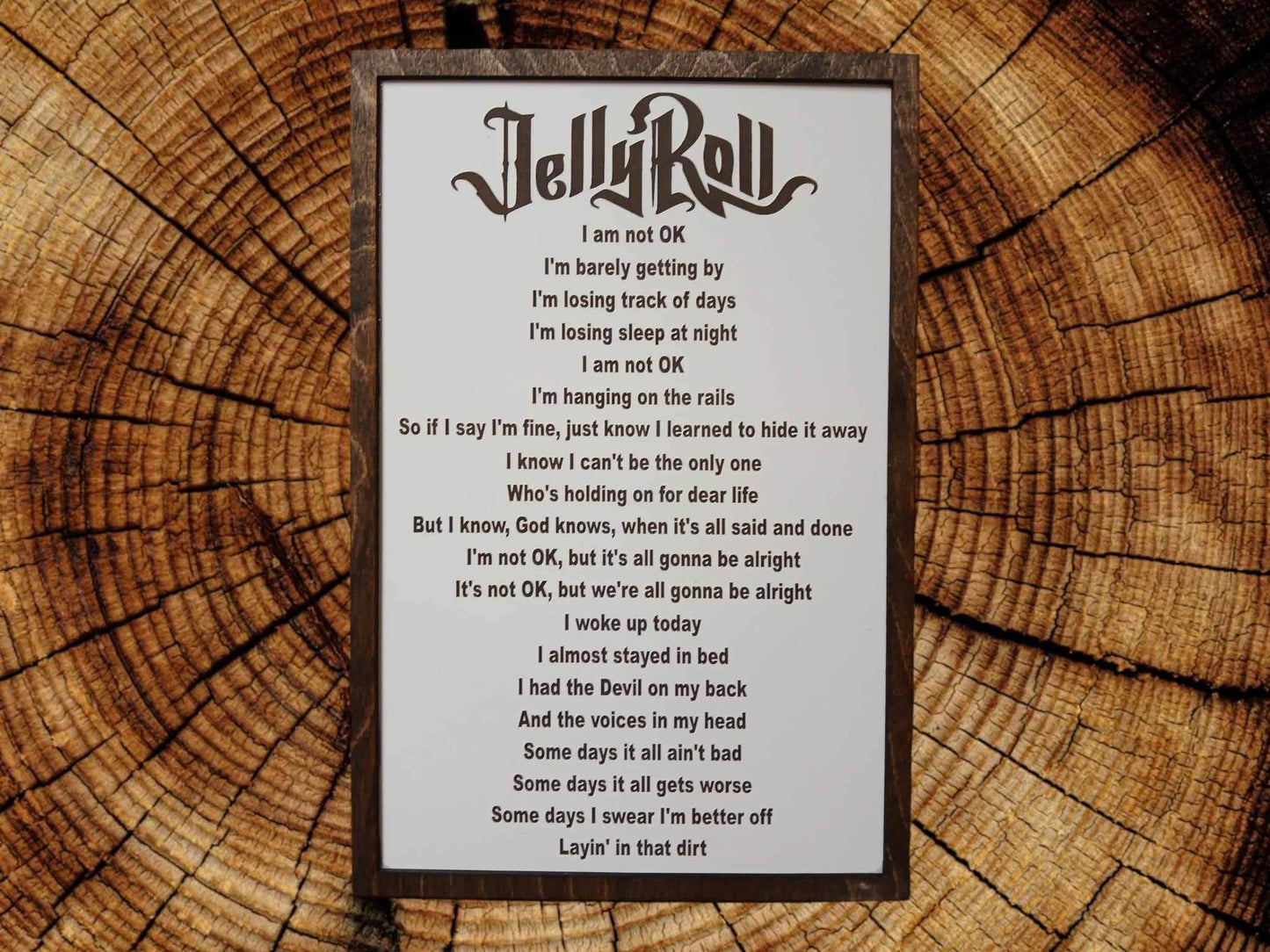 Jelly Roll, I Am Not Ok Framed Lyrics - 7 Semicolon Couture
