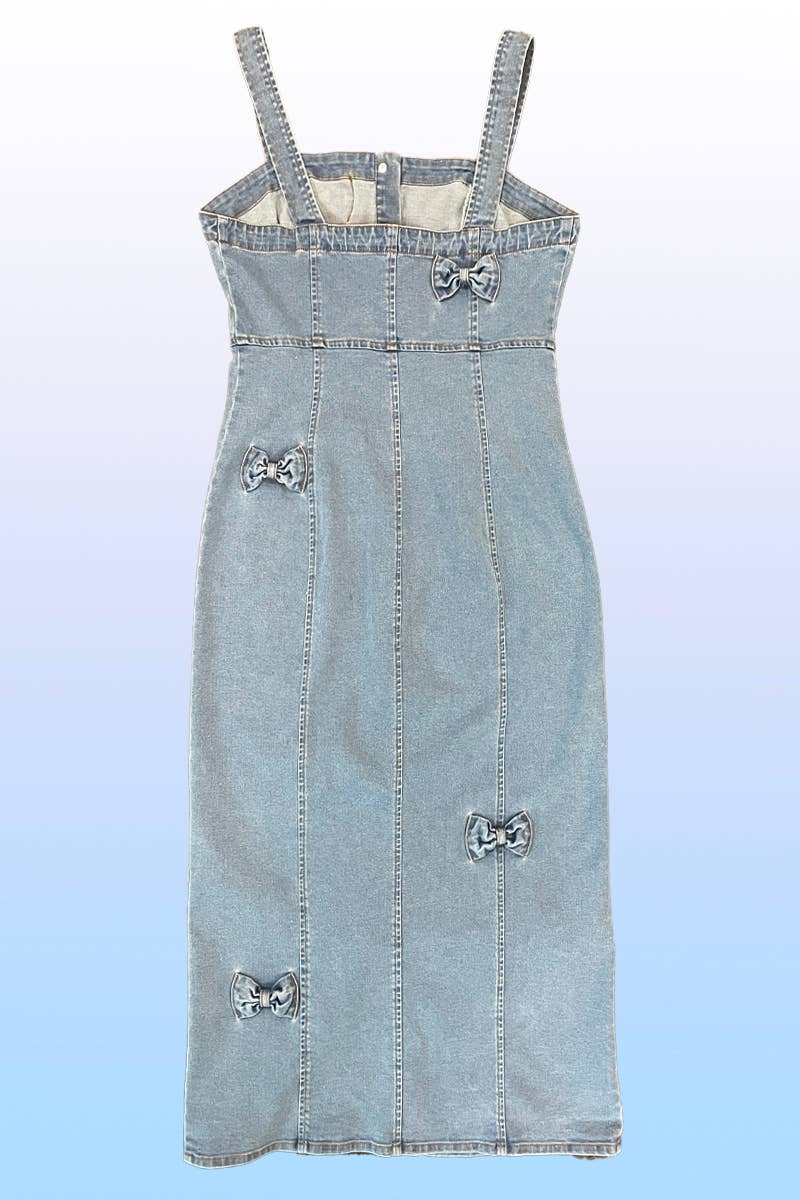 Denim dress with bow detailing