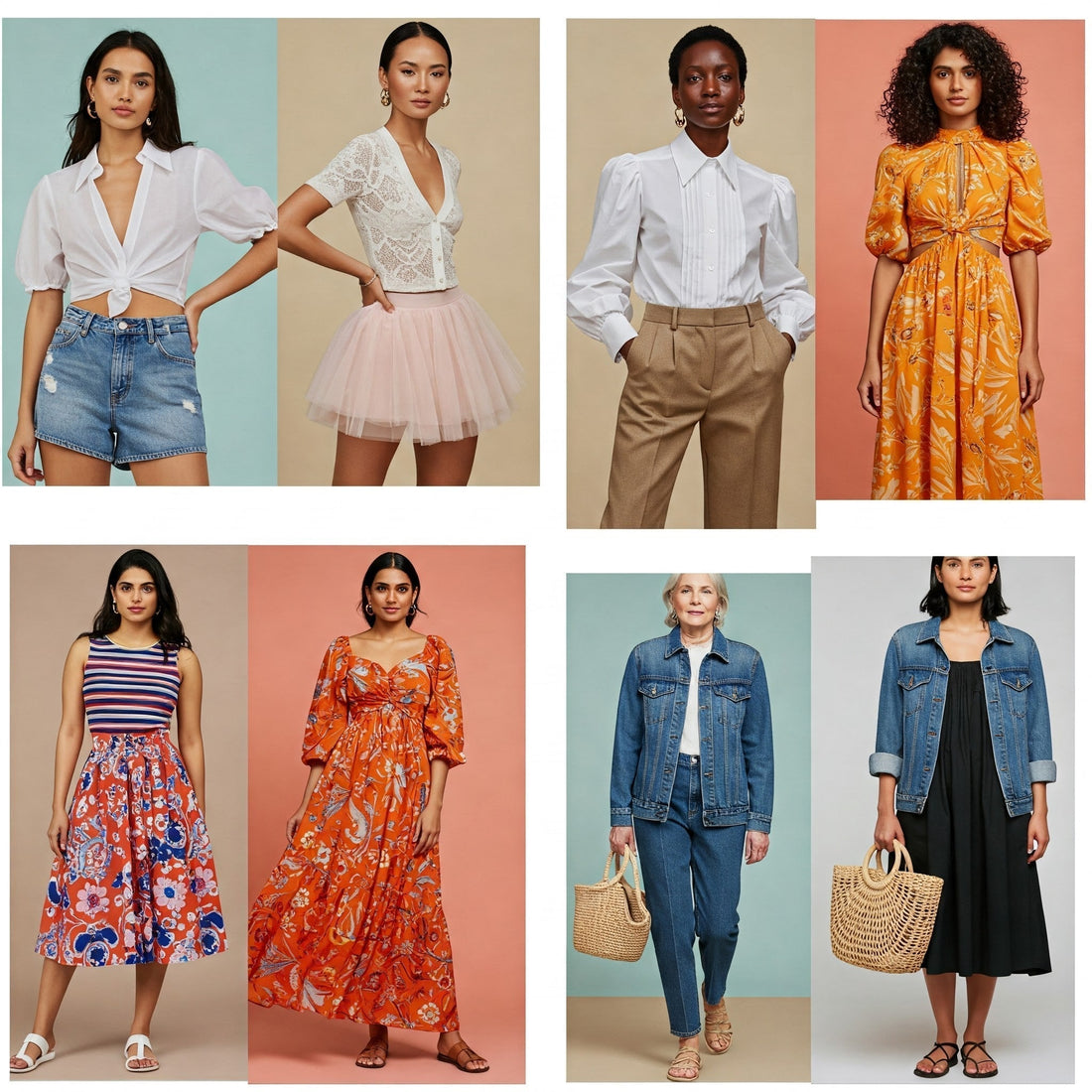 vibrant collage showcasing the summer 2025 fashion trends for diverse women