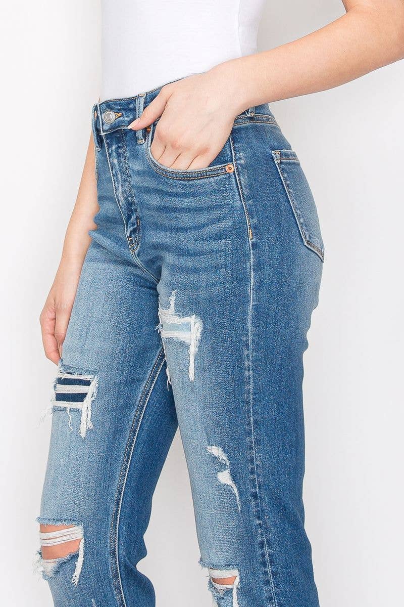 ARTEMIS VINTAGE- MESH TUMMY CONTROL HIGH RISE STRAIGHT JEANS