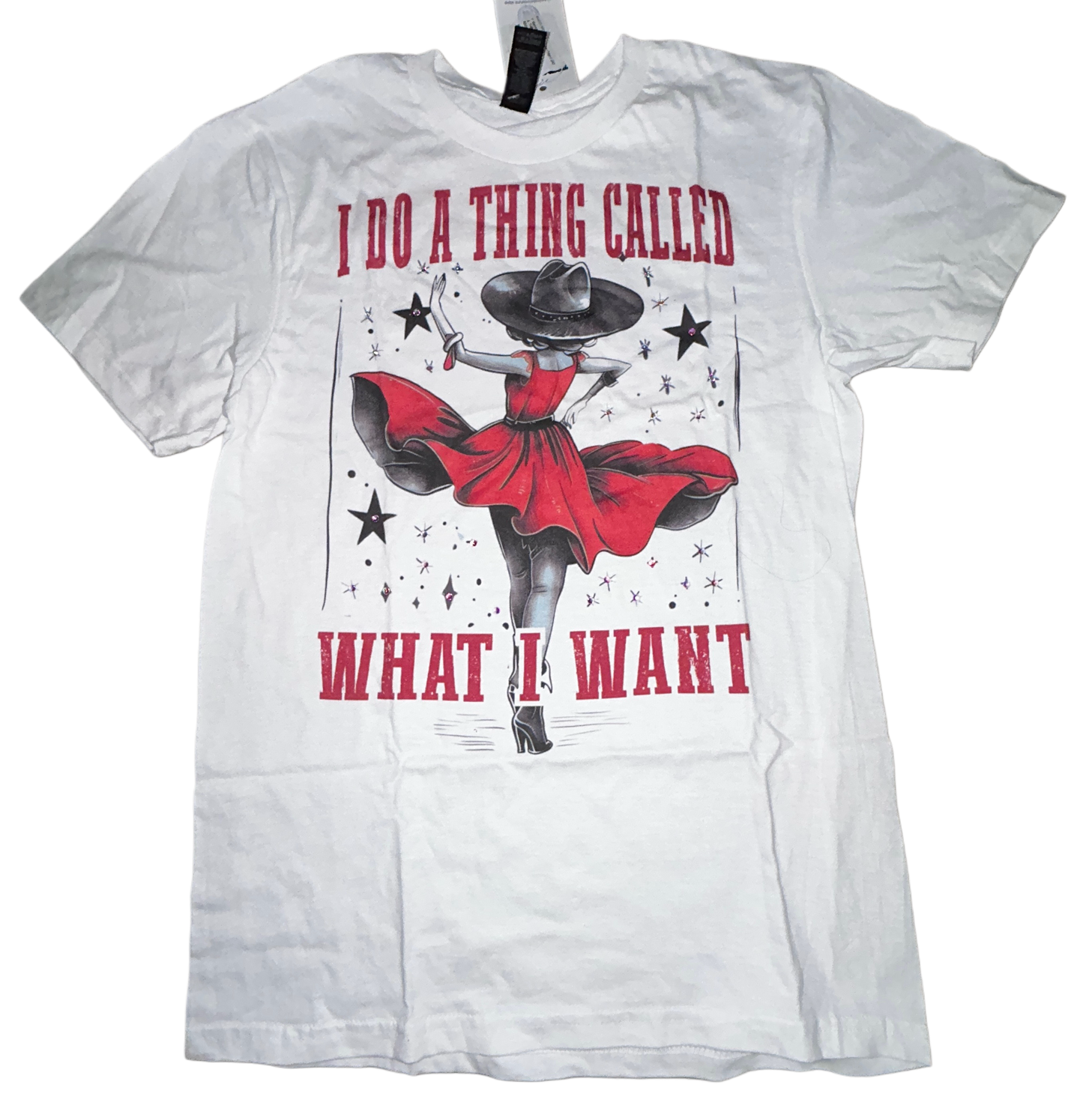 “I Do A Thing Called What I Want” Rhinestone Graphic Tee