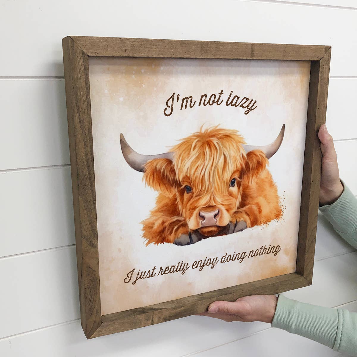 6x6-Not Lazy Highland Cow-Sign