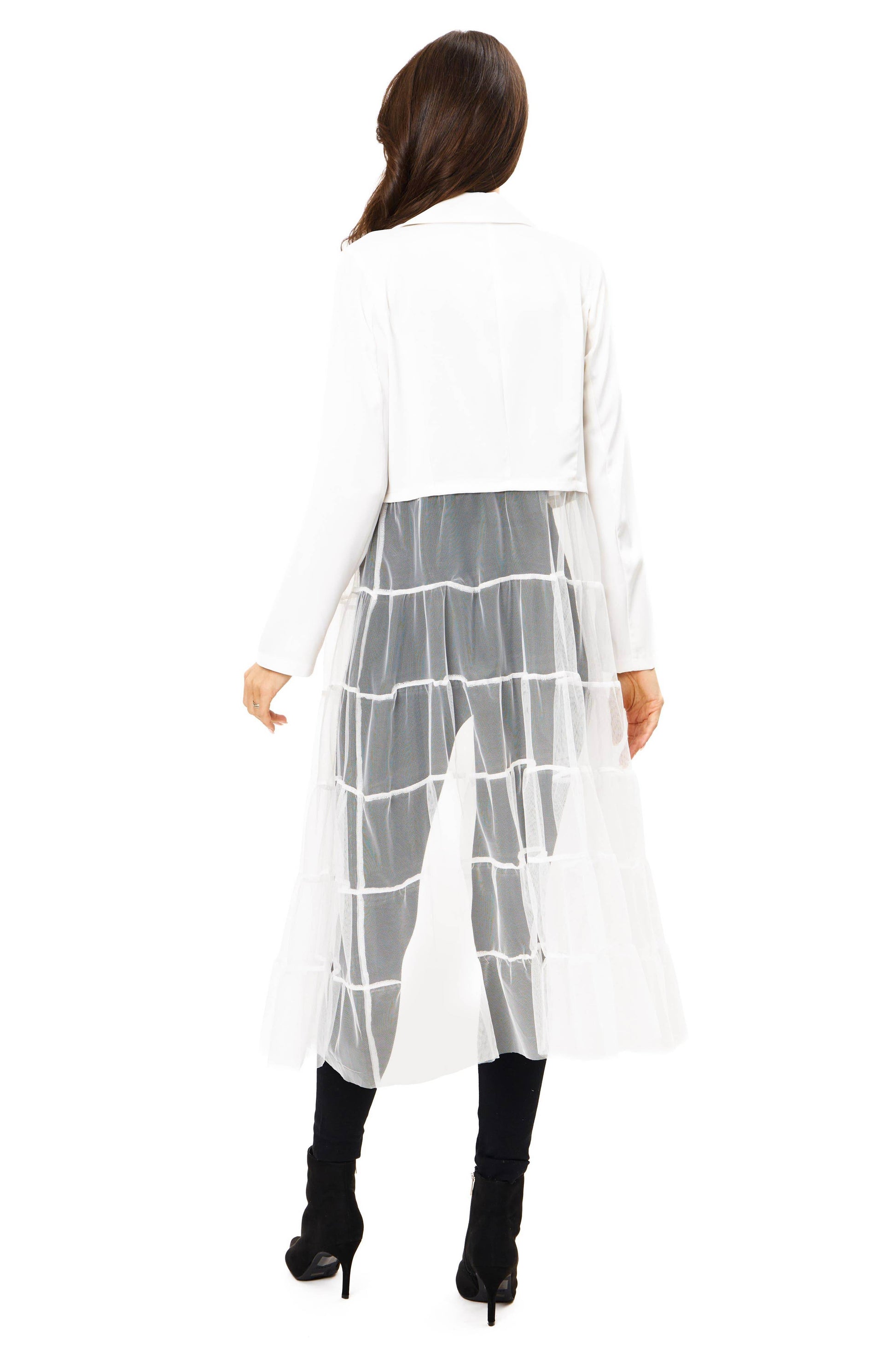White Vegan Silk with Mesh Duster - 7 Semicolon Couture