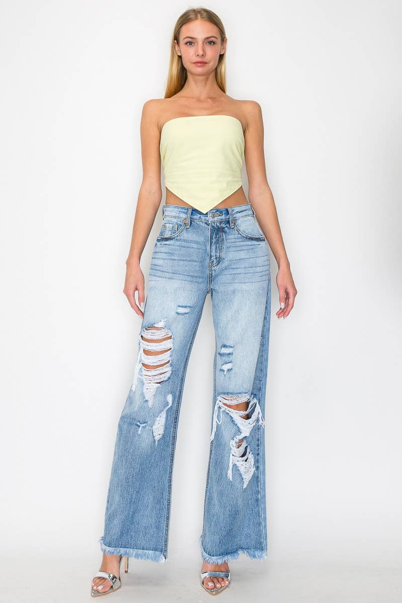 HYBRID STYLE-HIGH RISE WIDE LEG JEANS