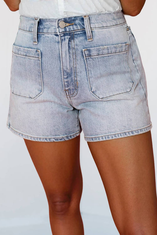 Light Wash High Rise Denim Shorts