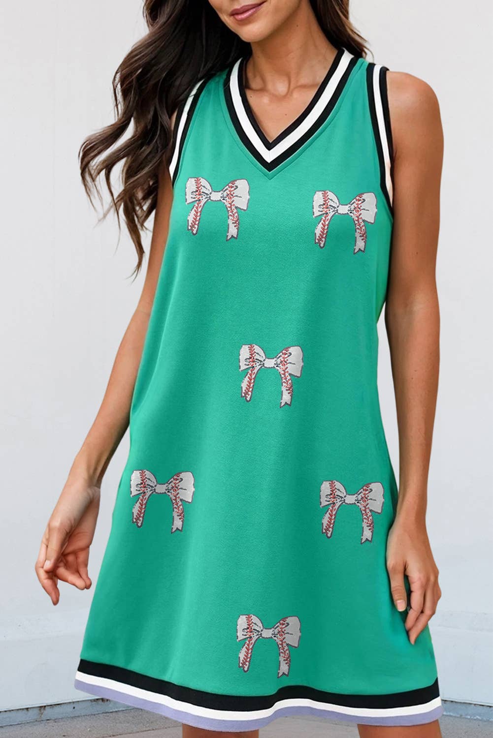 Glitter Baseball Patched Graphic Mini Dress