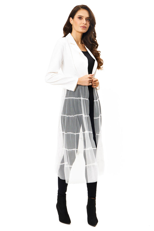 White Vegan Silk with Mesh Duster - 7 Semicolon Couture