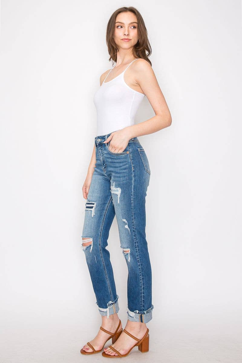 ARTEMIS VINTAGE- MESH TUMMY CONTROL HIGH RISE STRAIGHT JEANS