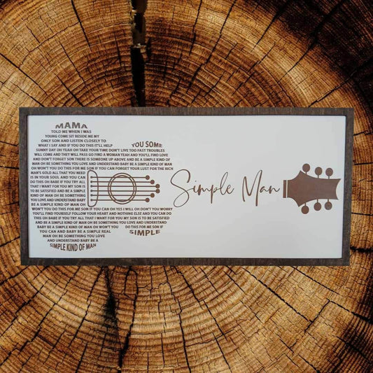 Lynyrd Skynyrd, Simple Man Guitar Framed Lyrics - 7 Semicolon Couture