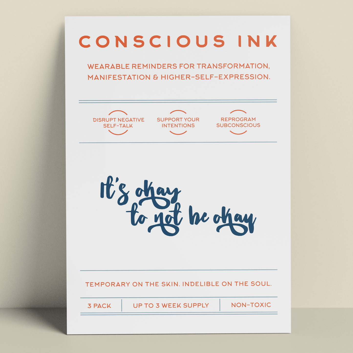 It's Okay To Not Be Okay Manifestation Tattoo (pkg/3) - 7 Semicolon Couture