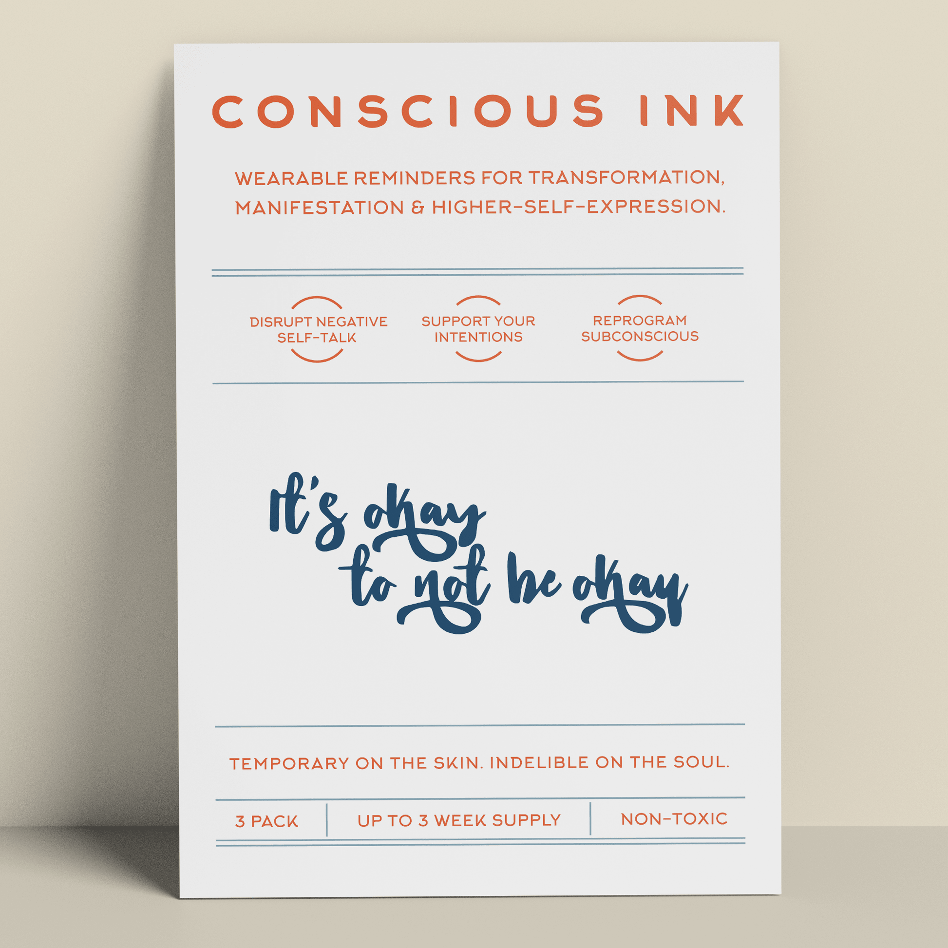 It's Okay To Not Be Okay Manifestation Tattoo (pkg/3) - 7 Semicolon Couture