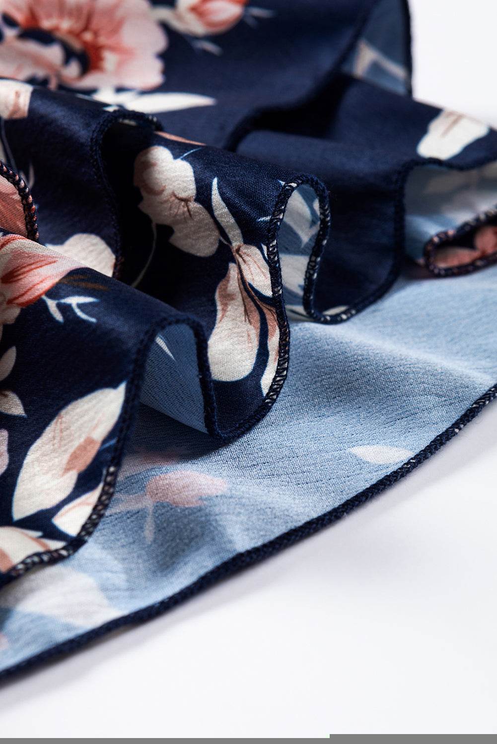 Blue Ruffle Off Shoulder Floral Blouse - 7 Semicolon Couture