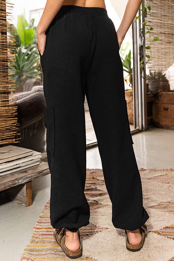 Elastic Waist Woven Cargo Pants