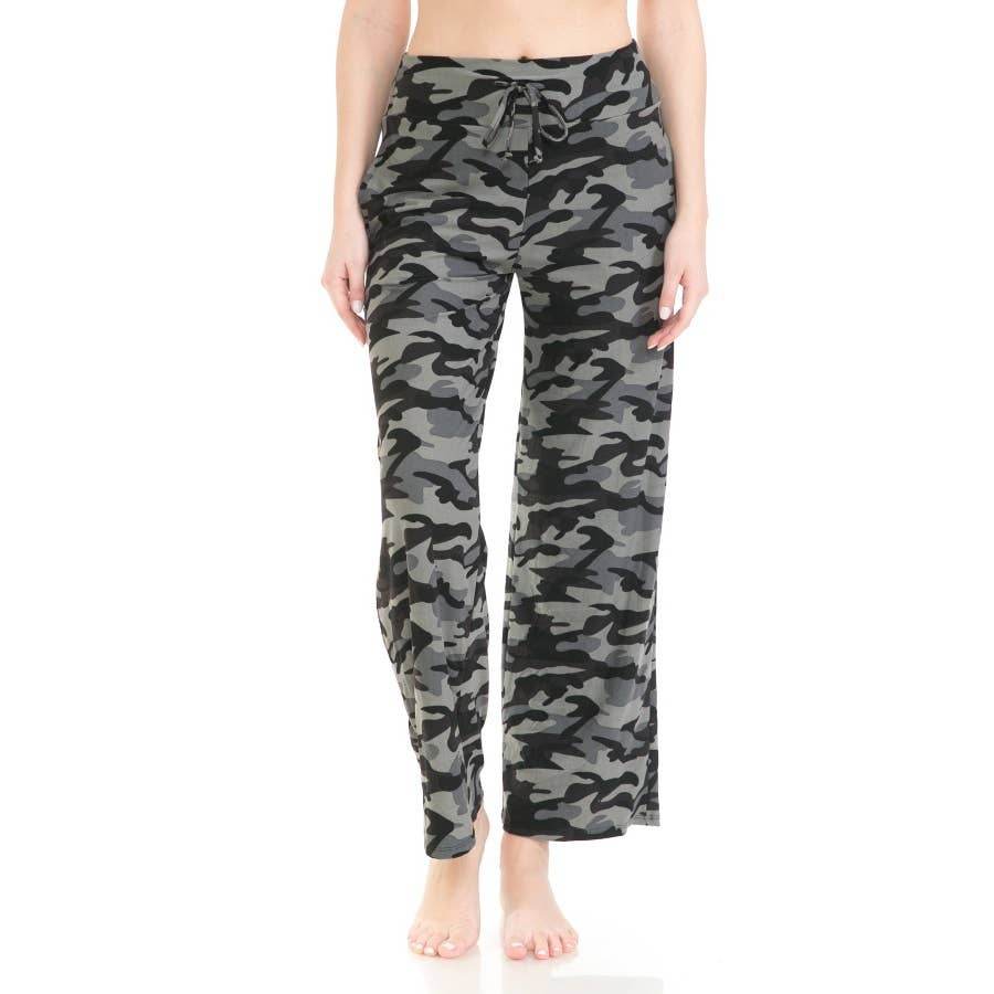 Buttery Soft Print Pajama Pants with Drawstring- Camo - 7 Semicolon Couture