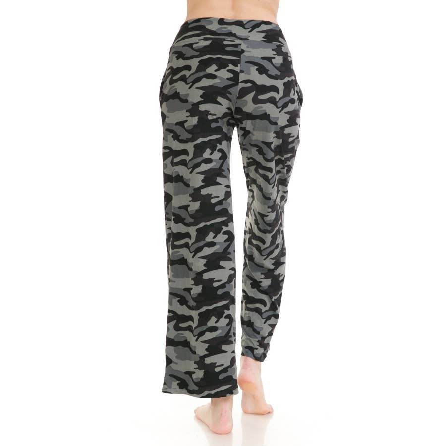 Buttery Soft Print Pajama Pants with Drawstring- Camo - 7 Semicolon Couture