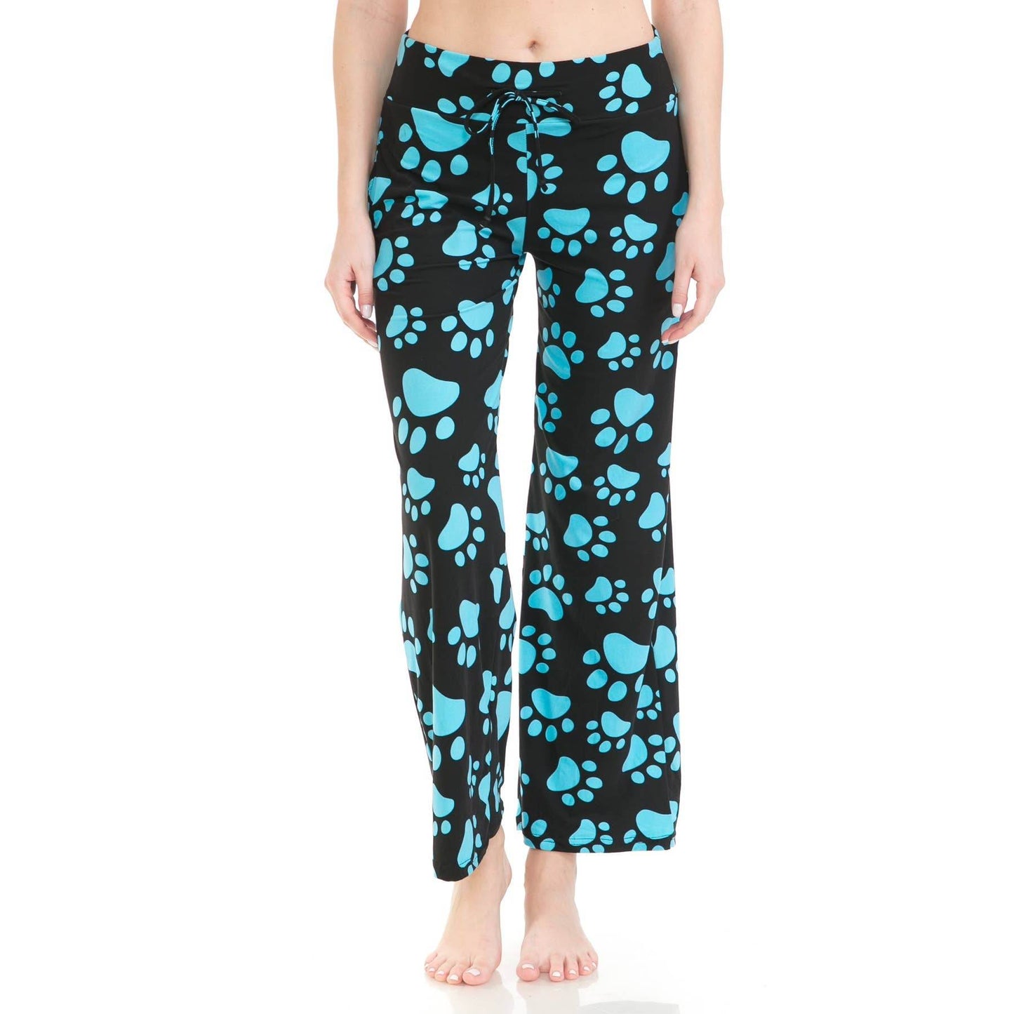 Buttery Soft Print Pajama Pants with Drawstring- Paw Prints - 7 Semicolon Couture
