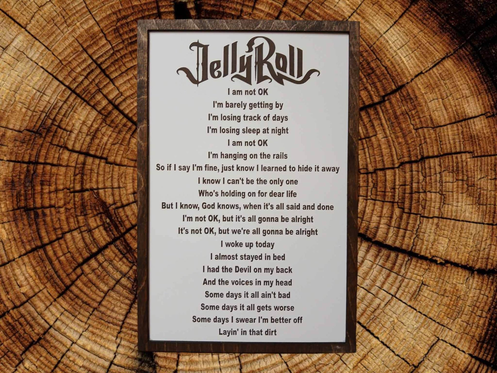 Jelly Roll, I Am Not Ok Framed Lyrics - 7 Semicolon Couture