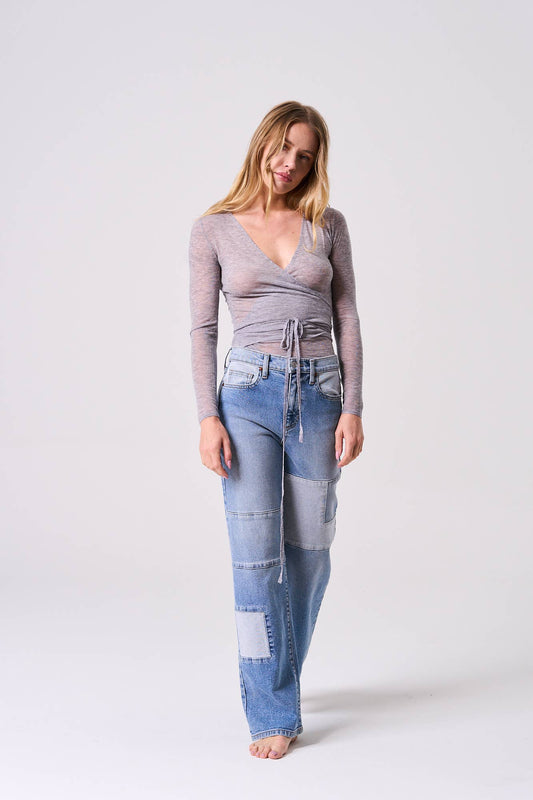 Sneak Peek-High Rise Color Block Straight Jeans