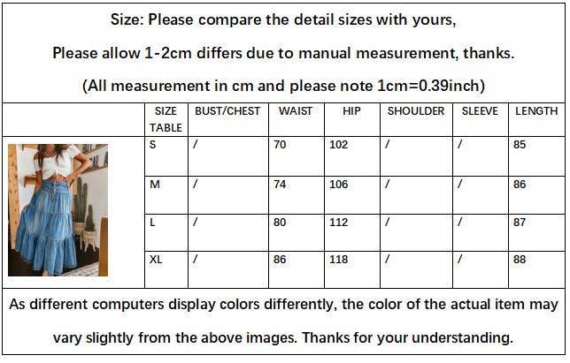 Bohemian Tiered Denim Skirt A-Line - 7 Semicolon Couture