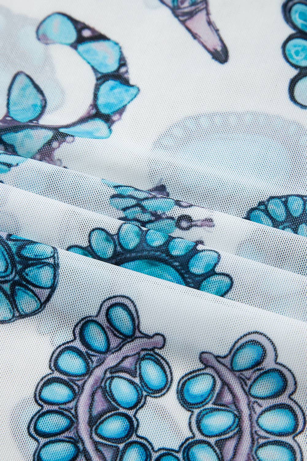 Western Turquoise Printed See-through Summer Tee