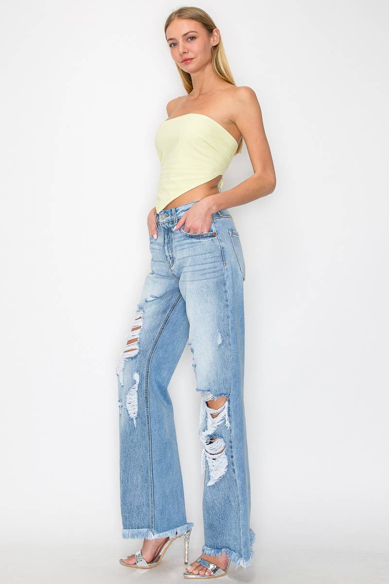 HYBRID STYLE-HIGH RISE WIDE LEG JEANS
