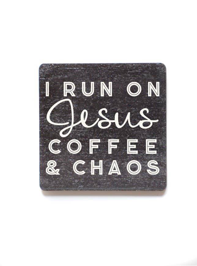 I Run On Jesus Coffee & Chaos Wooden Magnets - 7 Semicolon Couture