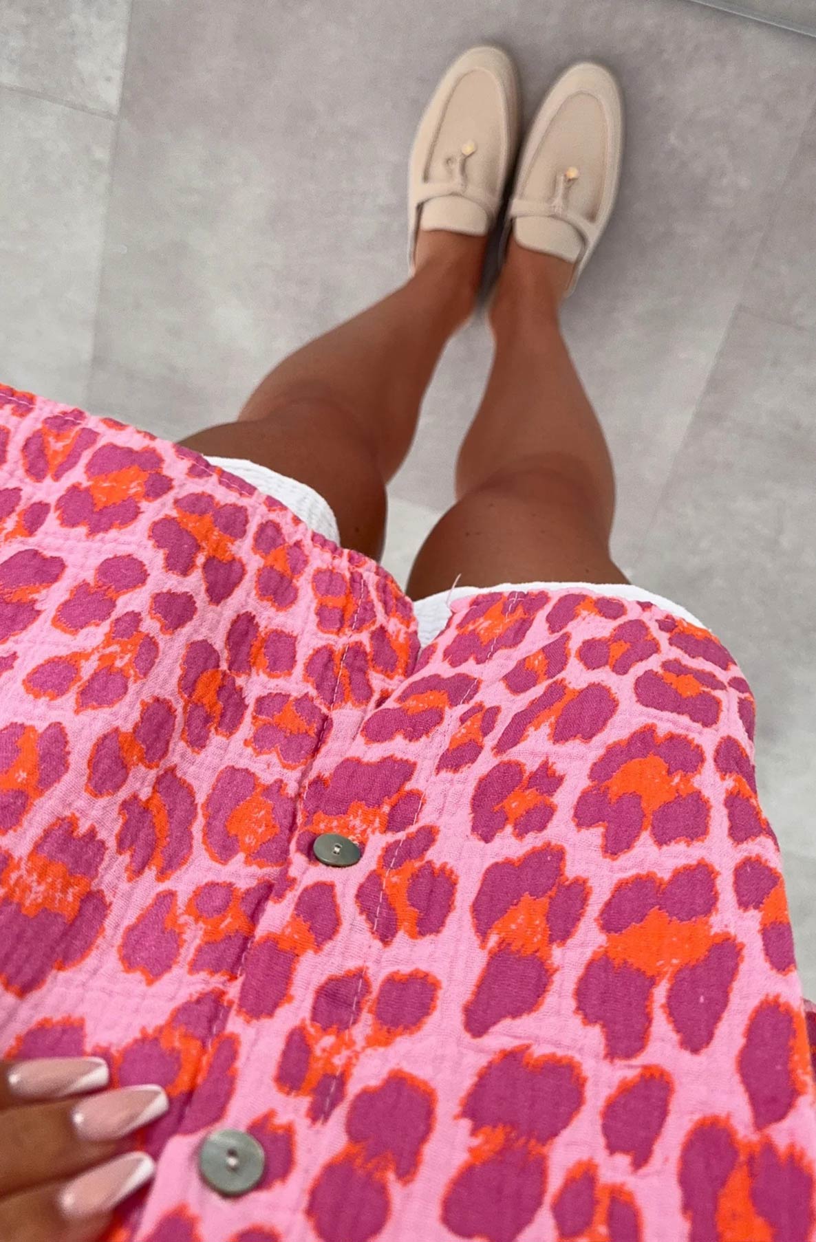 Julie Leopard Animal Oversized Cotton Gauze Style Blouse Shirt Top-Pink