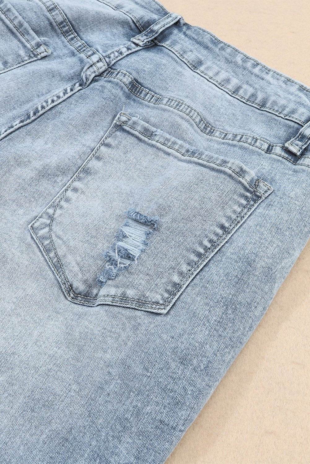 Frayed Slim Fit High Waist Jeans - 7 Semicolon Couture