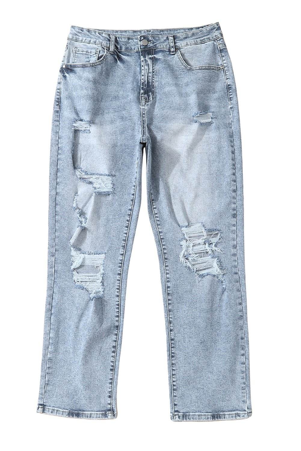 Frayed Slim Fit High Waist Jeans - 7 Semicolon Couture