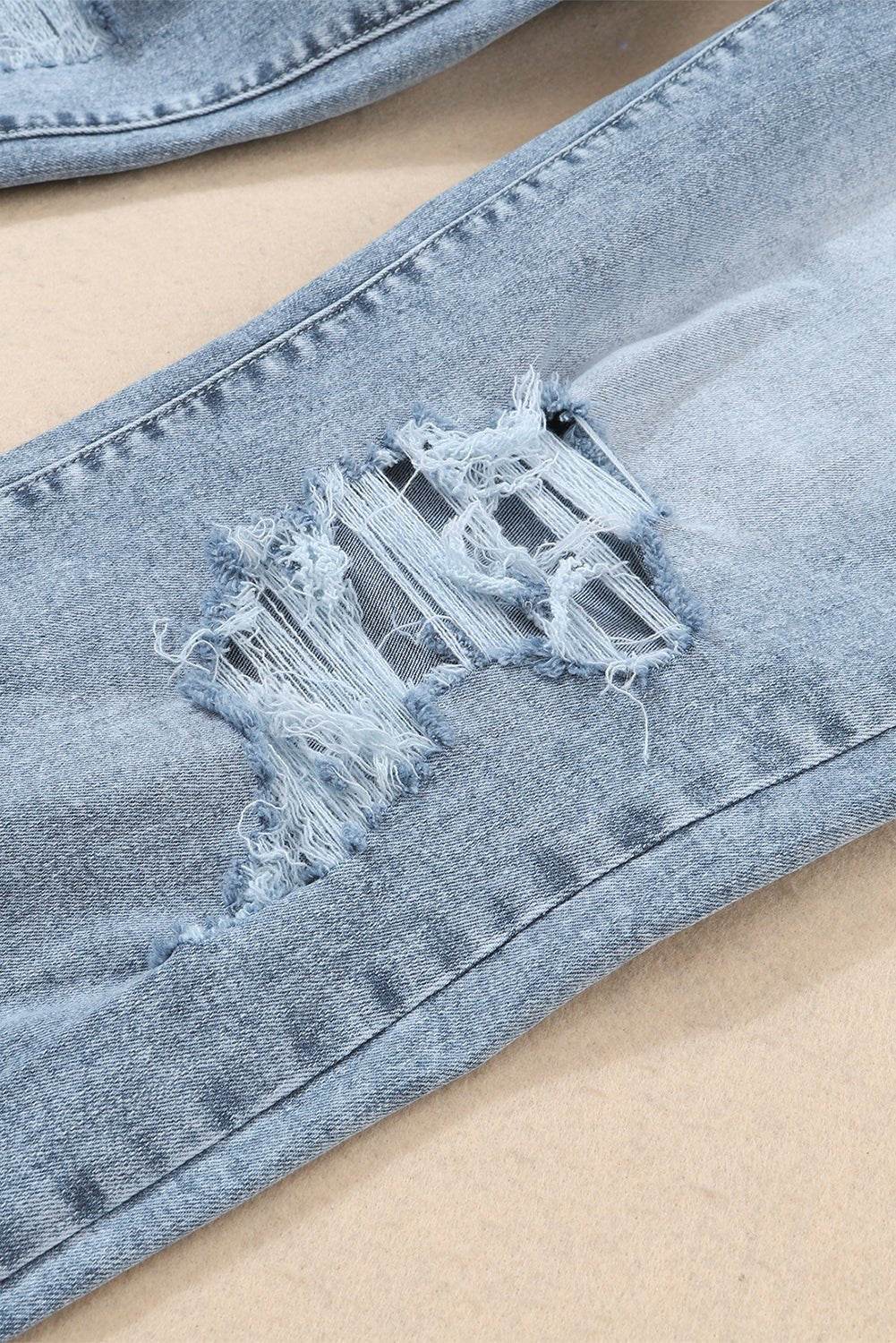 Frayed Slim Fit High Waist Jeans - 7 Semicolon Couture