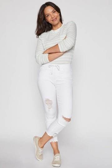 YMI- Distressed Denim Joggers - 7 Semicolon Couture