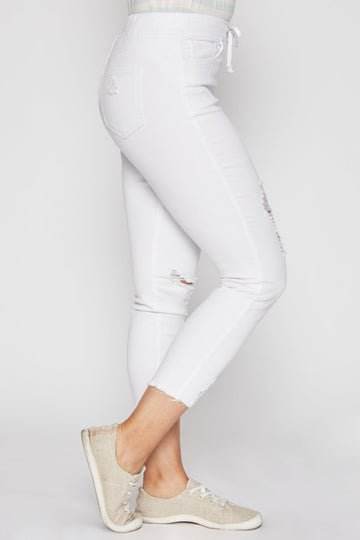 YMI- Distressed Denim Joggers - 7 Semicolon Couture